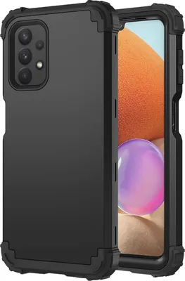 Produktbild von Galaxy A32 5G Hülle, 3 in 1 Hybrid PC TPU Stossfest Robust Schutzhülle für Samsung Galaxy A32 5G Schwarz