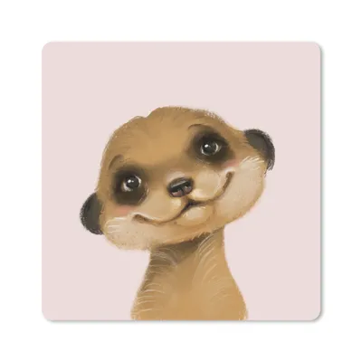 Produktbild von MuchoWow® Mauspad Mousepad Tiere - Erdmännchen - Rosa 20x20 cm - Mousepads - Maus Mat - Pad - Mausunterlage - Desk Mat - Bureauartikeln