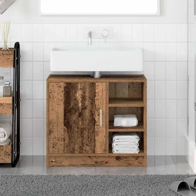 Produktbild von "Spring Sale"Badezimmerschrank/Badezimmermöbel- modernes Design - Badkommode - mit Tür Altholz 63x29x55cm Holzwerkstoff NEU292002 - Badezimmerschränke