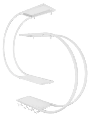 Immagine prodotto di Scaffale a parete per vino - Porta bottiglie - Scaffale a parete per la conservazione del vino - Scaffale espositivo - Con portabicchieri - Ideale per cucina, bar, cantina