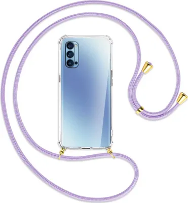 Produktbild von Handykette Backcover-Schutzhülle mit Band (Metall goldfarben) für Oppo Reno4 Pro 5G - violett