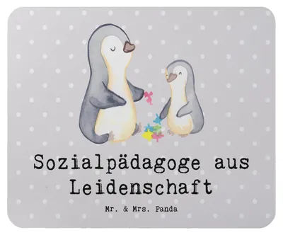 Produktbild von Mr. & Mrs. Panda mousematte Sozialpädagoge Leidenschaft - Grau Pastell - Geschenk, laptop mauspad, Mousepad, pc, Mouse Pad