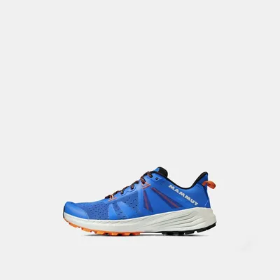 Trailrunning-Schuhe für Damen in Blau und Orange von Mammut; Modell Saentis TR Low.