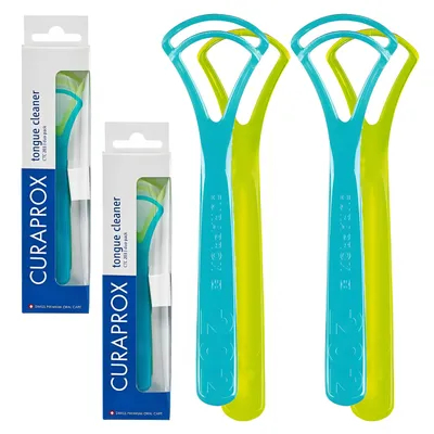 Produktbild von Curaprox CTC 203 Zungenschaber – CTC 201 + CTC 202 – Doppelpack – 4 Stück