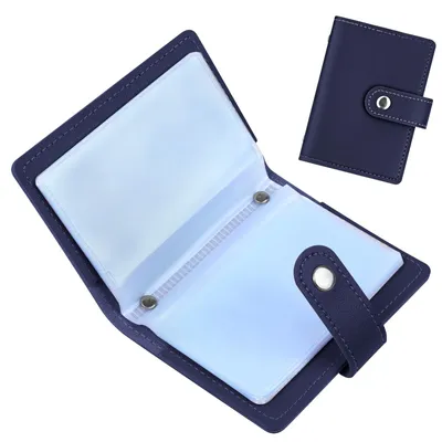 Zdjęcie produktu dla Etui na karty kredytowe portfel - Cienki etui RFID - Skórapoliuretan - 26 kart - Zapięcie na zatrzask - Czarny
