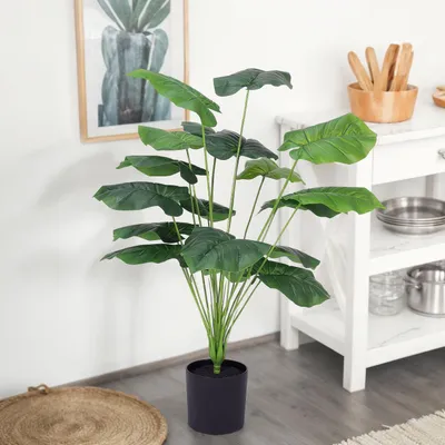 Produktbild von Kunstpflanzen Künstliche Pflanzen mit Topf Tropische Zimmerpflanze Topfpflanzen Grünpflanzen Kunstbaum 70cm für Wohnzimmer Büro Balkon Deko