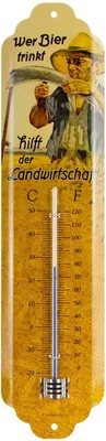 Obrázek produktu pro Nostalgic-Art - Teploměr - Otevřený bar - Pití piva pomáhá zemědělství