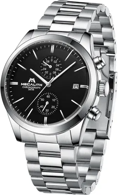 Produktbild von Herren Sportuhr Analog Digital Chronograph Wasserdicht LED Datum Wecker Edelstahl Große Armbanduhr für Männer