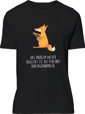 Produktbild von Mr. & Mrs. Panda Tshirt Fuchs Gitarre - Schwarz - Geschenk, Sänger, Füchse, T-Shirt, Jersey-Shirt, Singen, Optimistisch, Baumwoll, Musik, S, oberteil