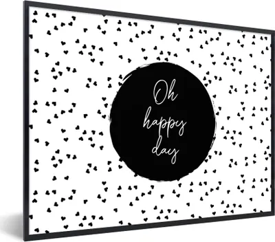 Produktbild von MuchoWow® Gerahmtes Poster Zitate - Text - Oh happy day - Glück 40x30 cm - Poster mit Schwarzem Bilderrahmen Wandposter Rahmen Foto Bilder - Kunstposter - Wanddekorationen
