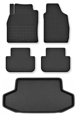 Productafbeelding van Rubberen automatten + kofferbakmat voor Honda e:NY1 vanaf 2023 – 5-delig, zwart, op maat – Wielganizator Semi-Universal