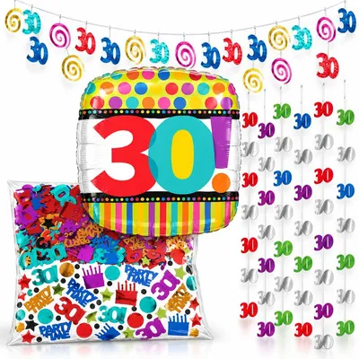 Produktbild von 30. Geburtstag Party Deko Partyset bunt Zahl 30