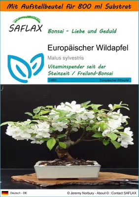 Produktbild von SAFLAX Garden in the bag - Europäischer Wildapfel - Malus sylvestris - 30 Samen - Mit Anzuchtsubstrat im praktischen, selbst aufstellenden Beutel