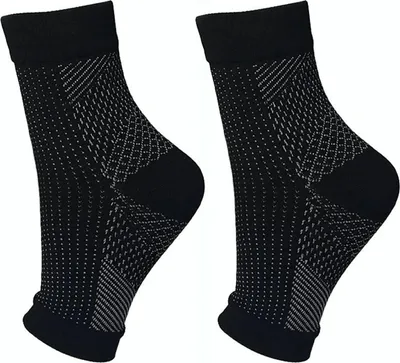 Produktbild von 1 Paar Knöchelschutz, elastische Kompressionsstrümpfe, Radfahren, Laufen, Stützbandage, Schwarz, L/XL