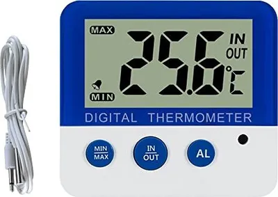 Zdjęcie produktu dla Cyfrowy termometr do zamrażarki/lodówki z magnesem i stojakiem Cyfrowy termometr do zamrażarki Wyświetlacz alarmu LED Maks