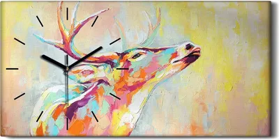 Produktbild von Wandbild Leinwand Bilder mit Uhr 60x30 Malerei Tier Hirsch Abstrakte Kunst - schwarze Hände