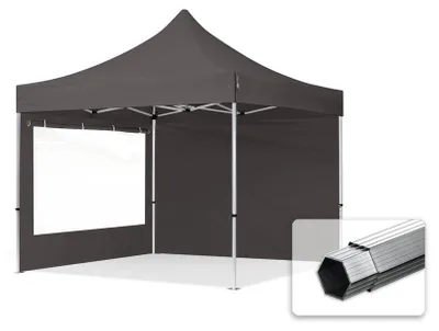 Obrázek produktu pro Nůžkový stan 3x3 m, hliník, vč. 2 bočnic tmavě šedá