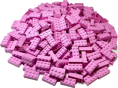 A pile of pink LEGO bricks.