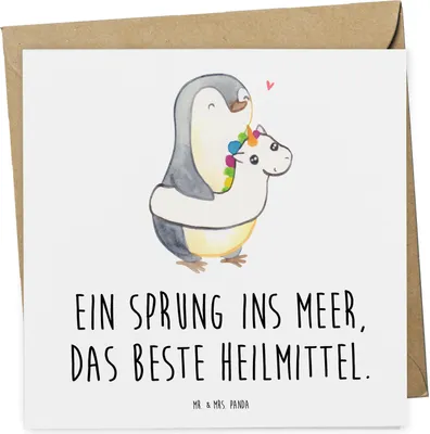 Produktbild von Mr. & Mrs. Panda Grußkarte Sommermeerheilkraft - Weiß - Geschenk, Sommer, Kuscheln, Urlaub Am Meer, Auszeit, anlasskarte, Geschenke, Strandurlaub, Küstenurlaub, Küste