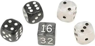 Obrázok produktu pre Sada kociek pre backgammon, plast, čierno-biela, 16 mm