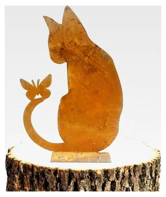 Produktbild von Gartendeko Katze aus Metall im Rostlook für Garten, Balkon und Terrasse