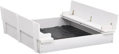 Imagen del producto de Caja de arena con tapa y bancos integrados, parque infantil de madera de pino