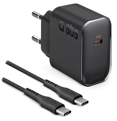 Image de SBS Kit avec chargeur secteur 15W et câble USB-C - USB-C