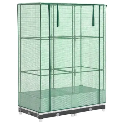 Produktbild von Hochbeet mit Gewächshaus-Aufsatz Rattan-Optik 80x40x123 cm