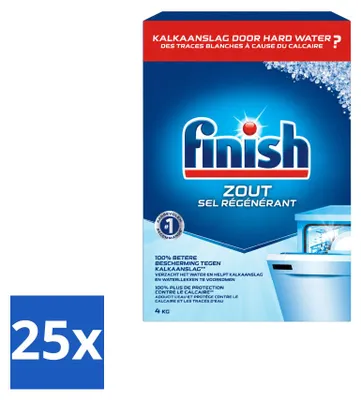 Produktbild von 25 x Finish Spülmaschinensalz - Anti-Kalk & Anti-Korrosion - 4 kg - Vorteilspackung - 25 Stücke