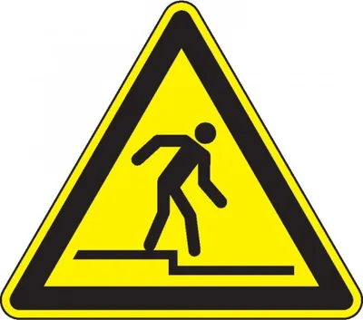 Produktbild von Dreifke® Aufkleber I Warnschild Warnung vor Abwärtsstufe, ISO, Folie, selbstk...
