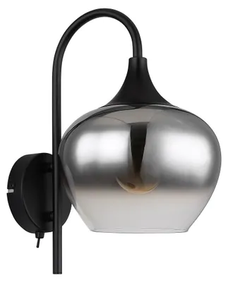 Produktbild von Wandleuchte, schwarz matt, Rauchglas, H 32 cm