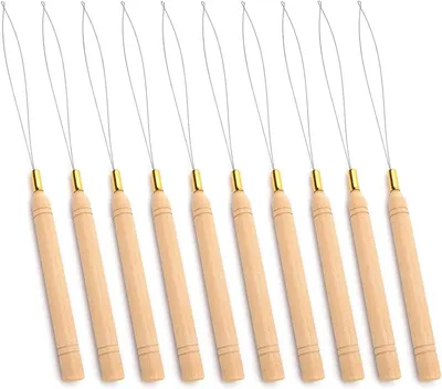 Imagen del producto de Conjunto de extensiones para el cabello, 10 unidades, con mango de madera y alambre de metal, para alargar el cabello