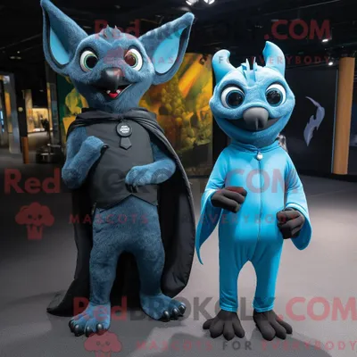 Produktbild von Blaues REDBROKOLY Fledermaus-Maskottchenkostüm mit Rollkragen und Uhren