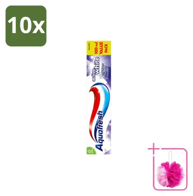 Imagen del producto de 10 tubos de pasta dental blanqueadora Aquafresh - Para unos dientes blancos y brillantes - 100 ml - Paquete económico - 10 unidades