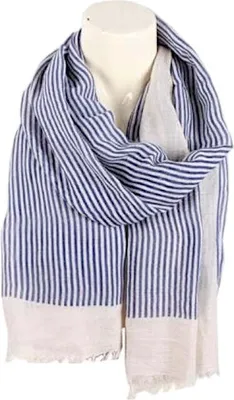dunkelblau-creme Schal mit Maritime Streifen