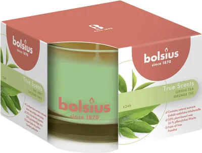 Image de Bougie parfumée Bolsius True Scents en verre, parfum thé vert, 63 x 90 cm