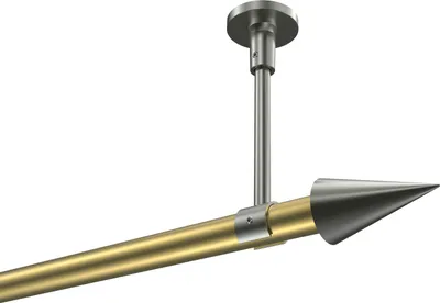 Produktbild von Interdeco Gardinenstange / Vorhangstange Messing-Optik / Edelstahl-Optik, Typ Sonette Savio (Kegel) ohne Ringe, Deckenmontage, 20 mm Ø 1-läufig, 180 cm