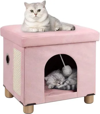Produktbild von Famanu Katzenbett mit Kratzbrett und Spielball - Rosa - 375 x 325 x 36 cm