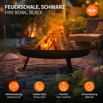Produktbild von ECD Germany Feuerschale aus Stahl, mit 3 klappbaren Füßen, Outdoor Feuertonne