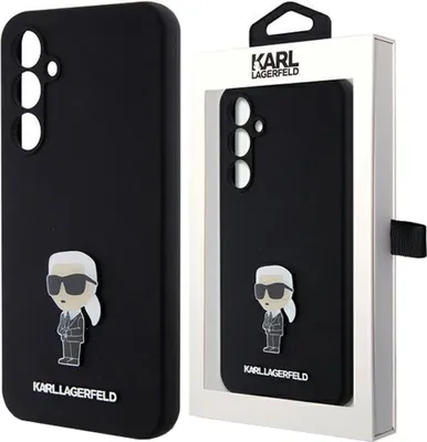 Produktbild von Karl Lagerfeld, Schutzhülle für Samsung Galaxy S23 FE Ikonik Metall Silikon, Schwarz