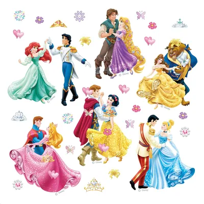 Produktbild von AG Design Disney Prinzessinnen Kinderzimmer Wand Sticker, PVC-Folie (Phtalate-Free), Mehrfarbig, 30 x 30 cm