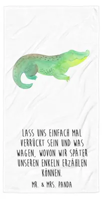 Produktbild von Mr. & Mrs. Panda Strandtuch Krokodil - Weiß - Geschenk, Freundin, Handtuch, Badelaken, Meer, Beste, Abenteuerlust, Frottee-Handtuch, Frotteehandtuch, Lieblingsmensch