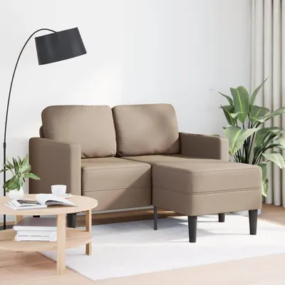 Image de vidaXL Canapé 2 places avec chaise longue en forme de L cappuccino brun 125 cm
