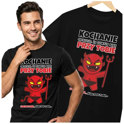 Zdjęcie produktu dla Koszulka na Dzień Chłopaka męska śmieszna prezent Obiecuje  Tobie pod Tobą  