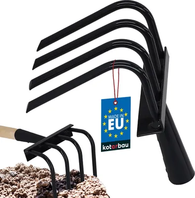 Immagine prodotto di KOTARBAU® Zappetta per giardino Zappetta a 4 punte per diserbare senza manico Coltivatore manuale in acciaio per dissodare il terreno Rastrello per fiori Artiglio per giardino Rastrello per giardino Orto e giardino Allentamento e aerazione con artigli