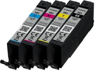 Zdjęcie produktu dla Canon CLI-581 Multipack, Czarny, Cyjan, Purpurowy, Żółty, 5,6 ml, 5,6 ml, Multipak