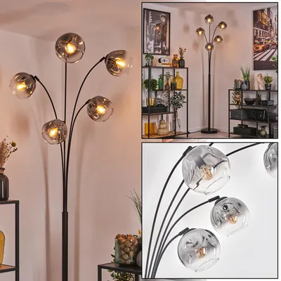 Produktbild von Villamare Stehlampe aus Metall/Glas in Schwarz/Rauchfarben/Klar