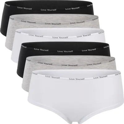 Produktbild von Hipster-Slips für Damen – Celodoro – Mit schmalem Ziergummiband und Schriftzug (6er-Pack) – Klassischer Mix