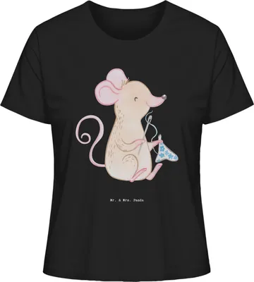 Produktbild von Mr. & Mrs. Panda Oberteil Damen Maus Nähen Größe S - Schwarz - Geschenk, Basic Shirt, T-Shirt, Nähkurs, Kreatives Hobby, Sommershirt, Baumwoll, Nähmaschine, DIY