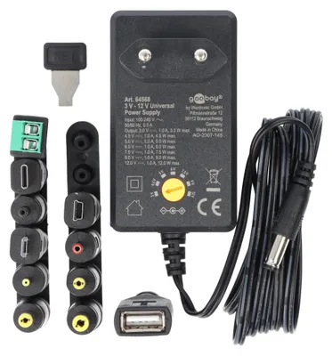Produktbild von Goobay 67951, Universal, Drinnen, 100 - 240 V, 60 Hz, 12 W, 3, 4.5, 5, 6, 7.5, 9, 12 V